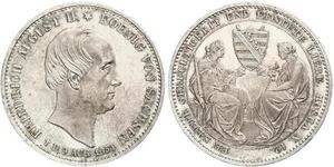 1 Талер Саксония (королевство) (1806 - 1918) Серебро Фридрих Август II (король Саксонии)