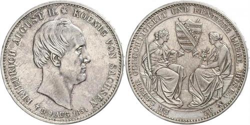 1 Талер Саксония (королевство) (1806 - 1918) Серебро Фридрих Август II (король Саксонии)