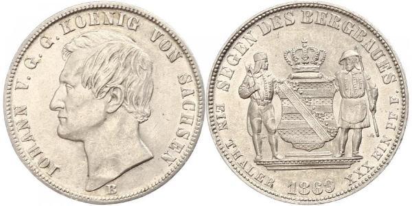1 Талер Саксония (королевство) (1806 - 1918) Серебро Иоганн (король Саксонии)