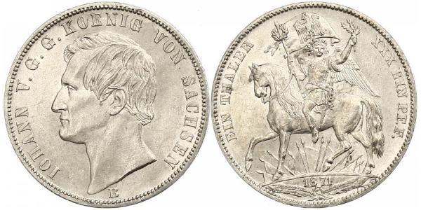 1 Талер Саксония (королевство) (1806 - 1918) Серебро Иоганн (король Саксонии)