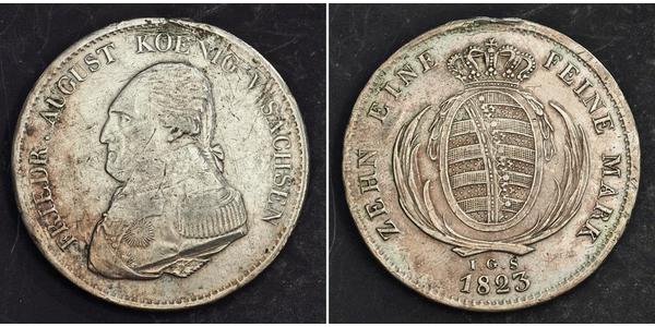 1 Талер Саксония (королевство) (1806 - 1918) Серебро Фридрих Август I (король Саксонии)