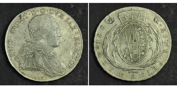 1 Талер Саксония (курфюршество) (1356 - 1806) Серебро Фридрих Август I (король Саксонии)