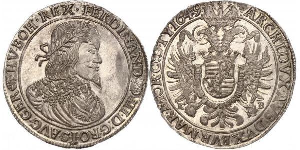 1 Талер Священная Римская империя (962-1806) Серебро Ferdinand III, Holy Roman Emperor (1608-1657)