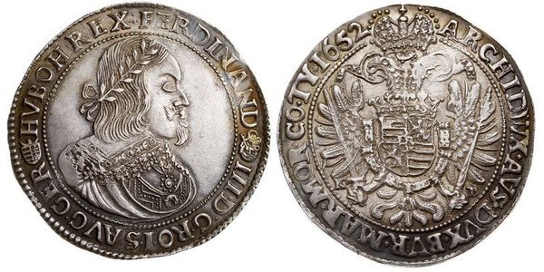 1 Талер Священная Римская империя (962-1806) Серебро Ferdinand III, Holy Roman Emperor (1608-1657)