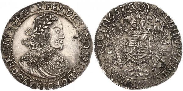 1 Талер Священная Римская империя (962-1806) Серебро Ferdinand III, Holy Roman Emperor (1608-1657)