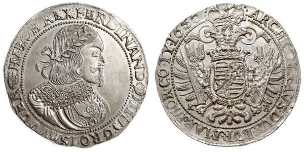 1 Талер Священная Римская империя (962-1806) Серебро Ferdinand III, Holy Roman Emperor (1608-1657)