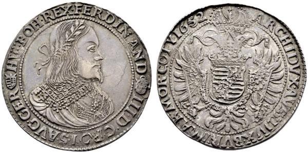 1 Талер Священная Римская империя (962-1806) Серебро Ferdinand III, Holy Roman Emperor (1608-1657)