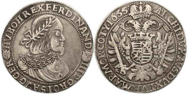 1 Талер Священная Римская империя (962-1806) Серебро Ferdinand III, Holy Roman Emperor (1608-1657)