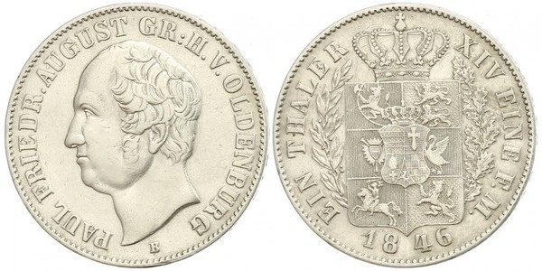 1 Талер Grand Duchy of Oldenburg (1814 - 1918) Срібло Август I (великий герцог Ольденбургу)