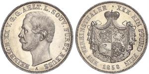 1 Талер Principality of Reuss-Greiz (1778 - 1918) Срібло Heinrich XX, Prince Reuss of Greiz