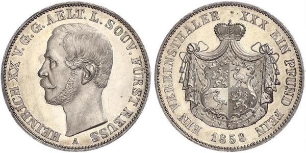 1 Талер Principality of Reuss-Greiz (1778 - 1918) Срібло Heinrich XX, Prince Reuss of Greiz