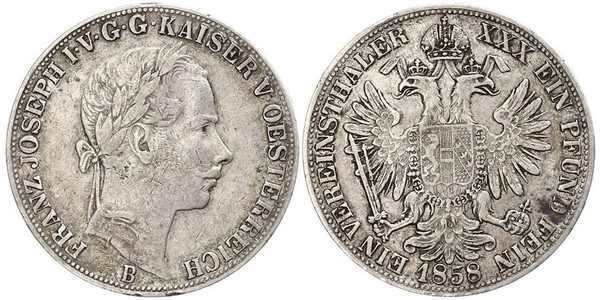 1 Талер Австрійська імперія (1804-1867) Срібло Франц Иосиф I (1830 - 1916)