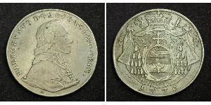 1 Талер Австрія / Зальцбург Срібло Count Hieronymus von Colloredo (1732 - 1812)