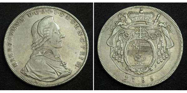 1 Талер Австрія / Зальцбург Срібло Count Hieronymus von Colloredo (1732 - 1812)