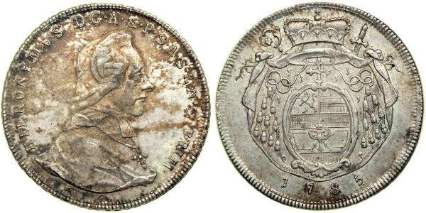 1 Талер Австрія / Зальцбург Срібло Count Hieronymus von Colloredo (1732 - 1812)