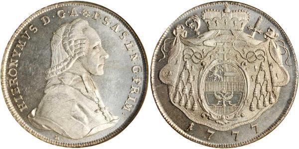 1 Талер Австрія / Зальцбург Срібло Count Hieronymus von Colloredo (1732 - 1812)