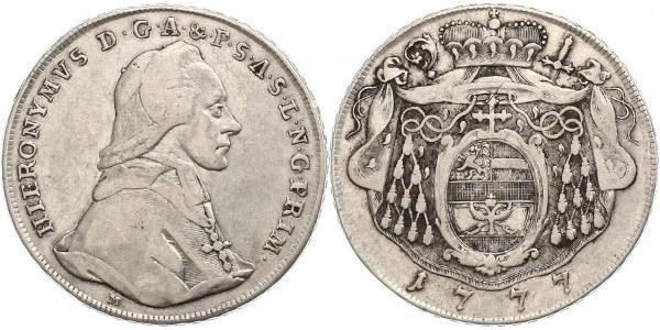 1 Талер Австрія / Зальцбург Срібло Count Hieronymus von Colloredo (1732 - 1812)