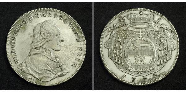 1 Талер Австрія / Зальцбург Срібло Count Hieronymus von Colloredo (1732 - 1812)