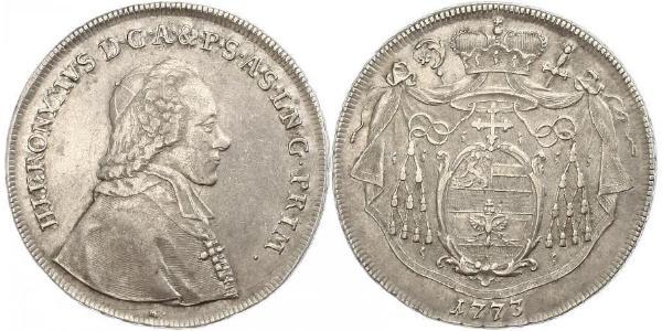 1 Талер Австрія / Зальцбург Срібло Count Hieronymus von Colloredo (1732 - 1812)