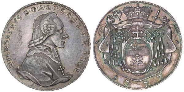 1 Талер Австрія / Зальцбург Срібло Count Hieronymus von Colloredo (1732 - 1812)