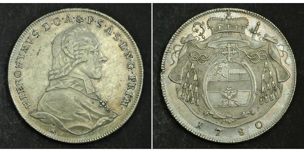 1 Талер Австрія / Зальцбург Срібло Count Hieronymus von Colloredo (1732 - 1812)