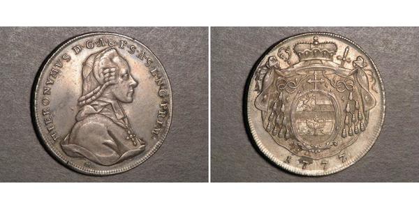 1 Талер Австрія / Зальцбург Срібло Count Hieronymus von Colloredo (1732 - 1812)