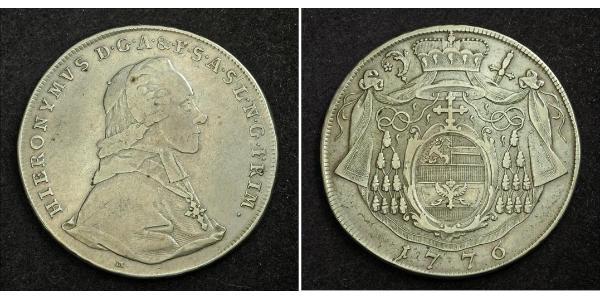 1 Талер Австрія / Зальцбург Срібло Count Hieronymus von Colloredo (1732 - 1812)