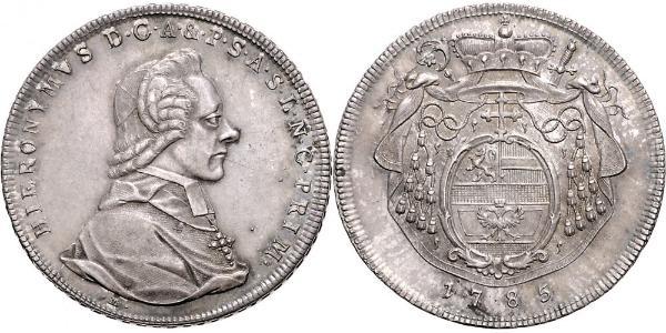 1 Талер Австрія / Зальцбург Срібло Count Hieronymus von Colloredo (1732 - 1812)