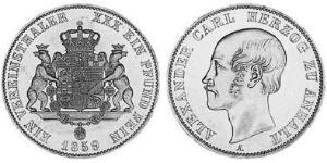 1 Талер Ангальт-Бернбург (1603 - 1863) Срібло Alexander Karl, Duke of Anhalt-Bernburg (1805 – 1863)