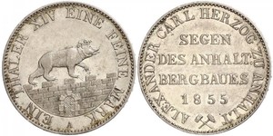 1 Талер Ангальт-Бернбург (1603 - 1863) Срібло Alexander Karl, Duke of Anhalt-Bernburg (1805 – 1863)