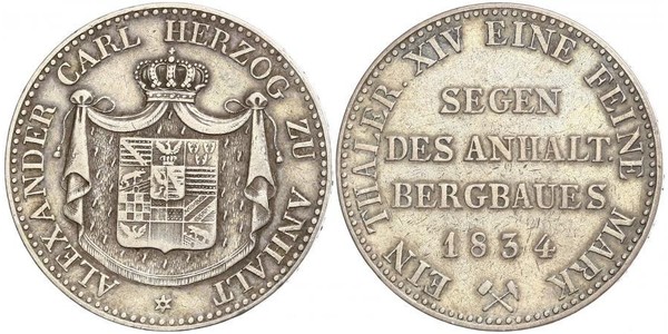 1 Талер Ангальт-Бернбург (1603 - 1863) Срібло Alexius Frederick Christian, Duke of Anhalt-Bernburg (1767 – 1834)