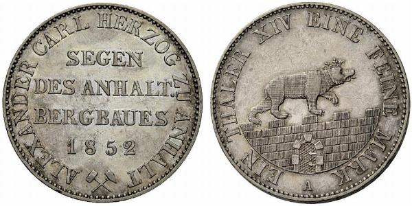 1 Талер Ангальт-Бернбург (1603 - 1863) Срібло Alexander Karl, Duke of Anhalt-Bernburg (1805 – 1863)