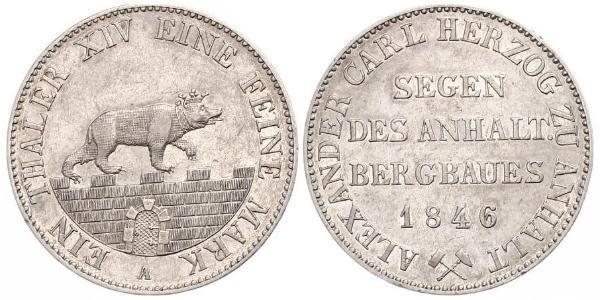 1 Талер Ангальт-Бернбург (1603 - 1863) Срібло Alexander Karl, Duke of Anhalt-Bernburg (1805 – 1863)