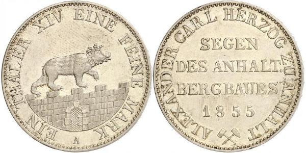1 Талер Ангальт-Бернбург (1603 - 1863) Срібло Alexander Karl, Duke of Anhalt-Bernburg (1805 – 1863)