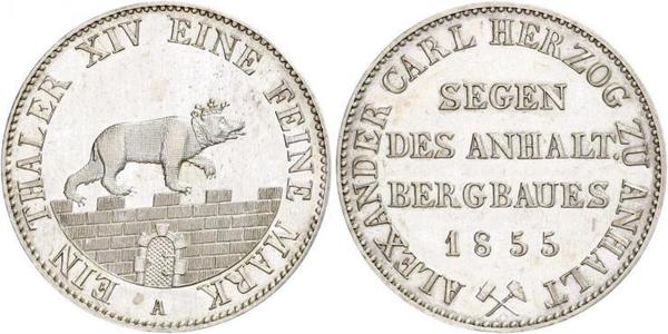 1 Талер Ангальт-Бернбург (1603 - 1863) Срібло Alexander Karl, Duke of Anhalt-Bernburg (1805 – 1863)