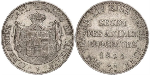 1 Талер Ангальт-Бернбург (1603 - 1863) Срібло Alexius Frederick Christian, Duke of Anhalt-Bernburg (1767 – 1834)