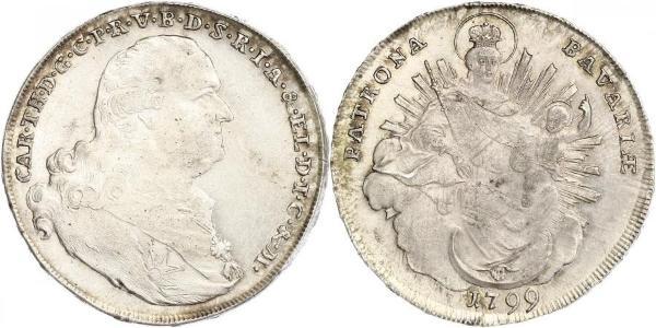 1 Талер Баварія (курфюрство) (1623 - 1806) Срібло Charles Theodore, Elector of Bavaria (1724 - 1799)