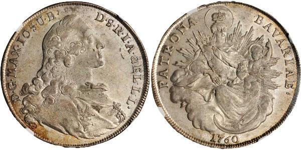 1 Талер Баварія (курфюрство) (1623 - 1806) Срібло Maximilian III Joseph, Elector of Bavaria (1727 – 1777)