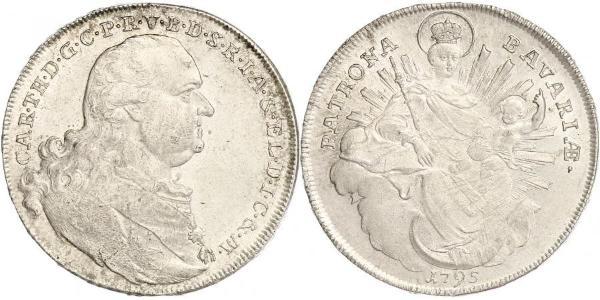 1 Талер Баварія (курфюрство) (1623 - 1806) Срібло Charles Theodore, Elector of Bavaria (1724 - 1799)