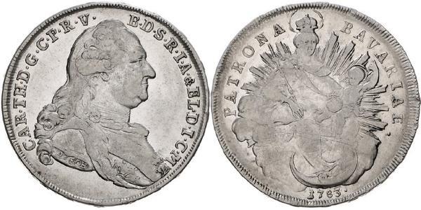 1 Талер Баварія (курфюрство) (1623 - 1806) Срібло Charles Theodore, Elector of Bavaria (1724 - 1799)