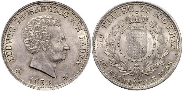 1 Талер Велике герцогство Баден (1806-1918) Срібло Louis I, Grand Duke of Baden (1763 - 1830)