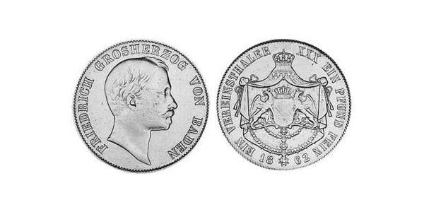 1 Талер Велике герцогство Баден (1806-1918) Срібло Frederick I, Grand Duke of Baden (1826 - 1907)