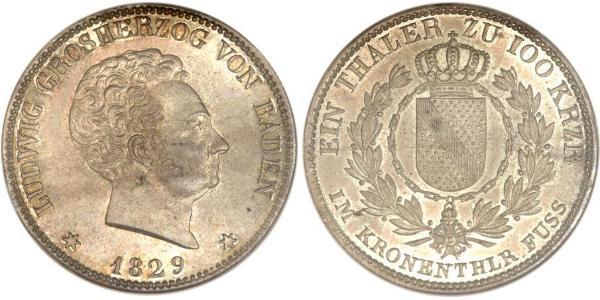 1 Талер Велике герцогство Баден (1806-1918) Срібло Louis I, Grand Duke of Baden (1763 - 1830)