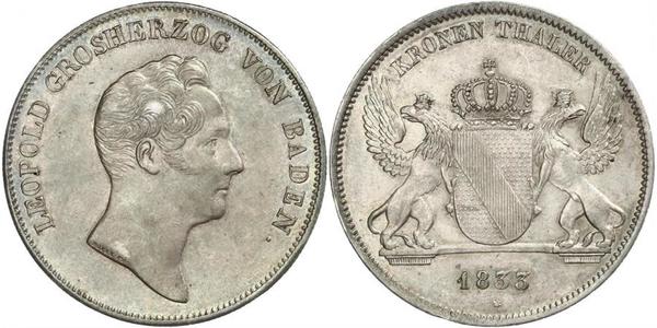 1 Талер Велике герцогство Баден (1806-1918) Срібло Leopold, Grand Duke of Baden (1790 – 1852)