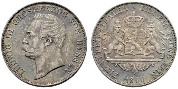 1 Талер Великое герцогство Гессен (1806 - 1918) Срібло Людвіг III (великий герцог Гессену)