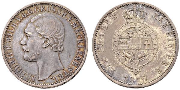 1 Талер Герцогство Мекленбург-Шверин (1352-1918) Срібло Frederick William, Grand Duke of Mecklenburg-Strelitz