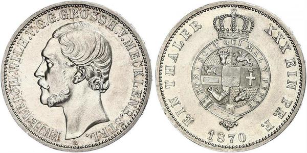 1 Талер Герцогство Мекленбург-Шверин (1352-1918) Срібло Frederick William, Grand Duke of Mecklenburg-Strelitz
