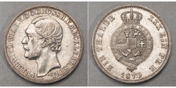 1 Талер Герцогство Мекленбург-Шверин (1352-1918) Срібло Frederick William, Grand Duke of Mecklenburg-Strelitz