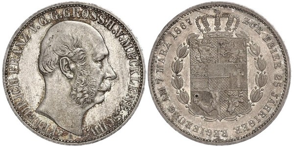 1 Талер Герцогство Мекленбург-Шверин (1352-1918) Срібло Фрідріх Франц II (великий герцог Мекленбург-Шверінський)