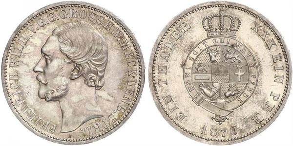 1 Талер Герцогство Мекленбург-Шверин (1352-1918) Срібло Frederick William, Grand Duke of Mecklenburg-Strelitz